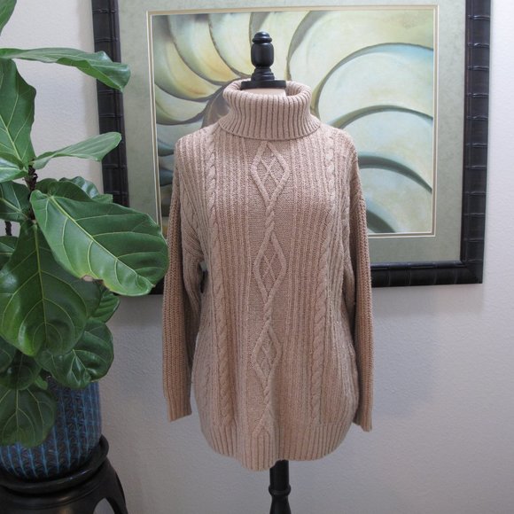 torrid Sweaters - TORRID Beige Cable Knit Turtleneck Sweater